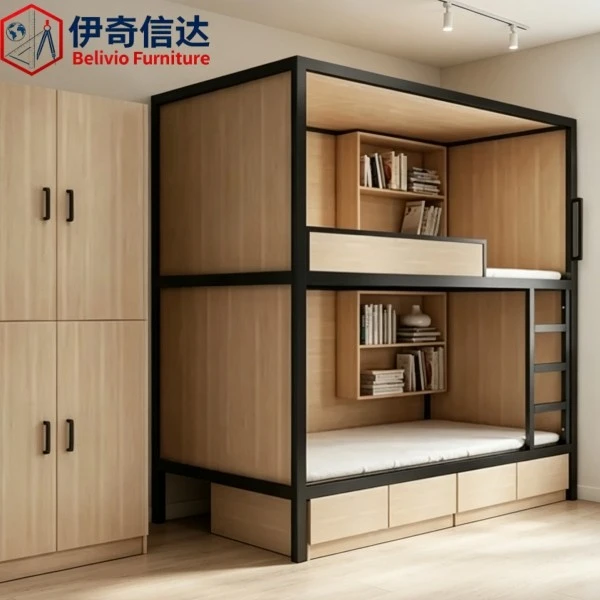 Fancy Double Bed - Indoor Scene with Modern Ceiling Lighting