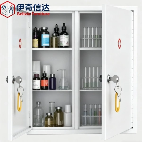 Lockable Chemical Cabinet - Double Door Storage View