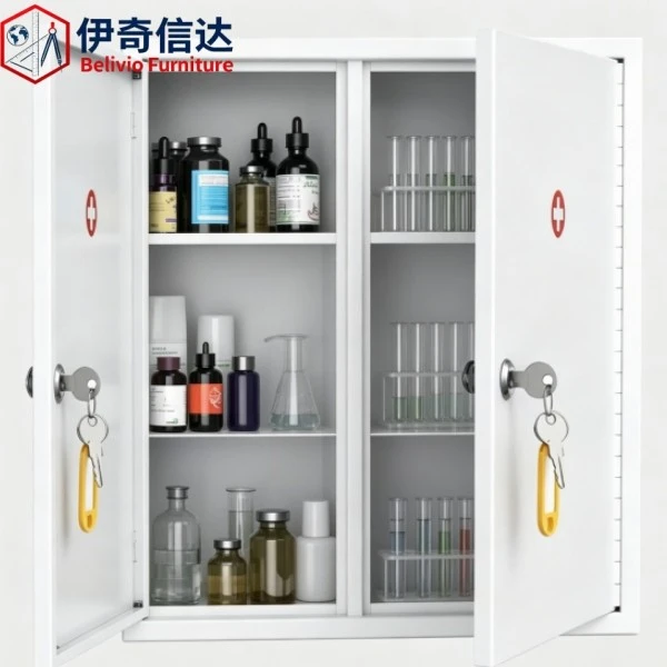 Lockable Chemical Cabinet - Double Door Full View