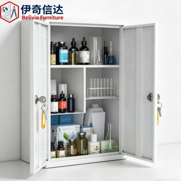 Lockable Chemical Cabinet - Open Interior View