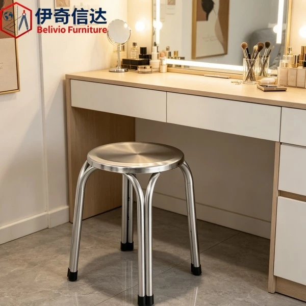 Modern Stainless Steel Dining Chairs - Vanity Table Scene