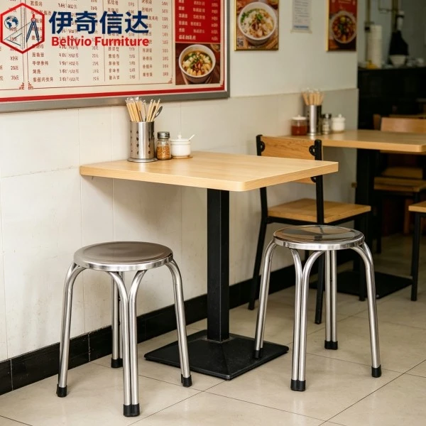 Modern Stainless Steel Dining Chairs - Restaurant Scene