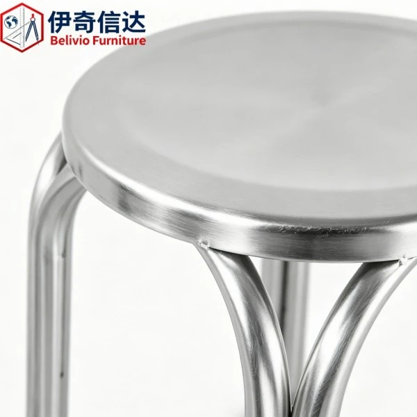 Modern Stainless Steel Dining Chairs - Seat Detail Close-up