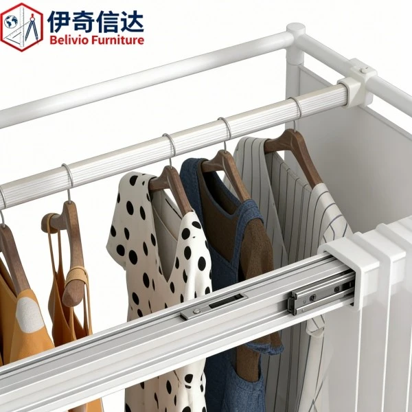 Multifunctional Foldable Modern Wardrobe Cabinets - Hanging Rail Detail