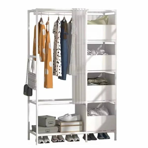Multifunctional Foldable Modern Wardrobe Cabinets - White Full View