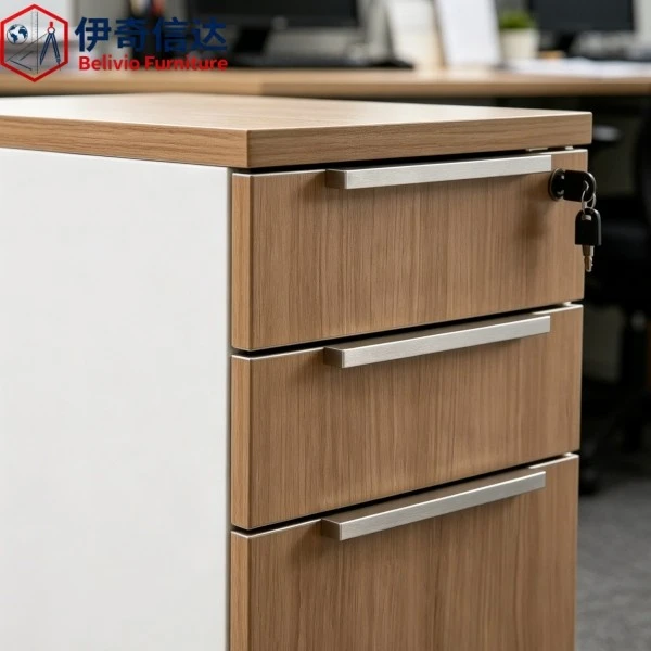 Office Mobile Pedestal - Handle & Lock Detail