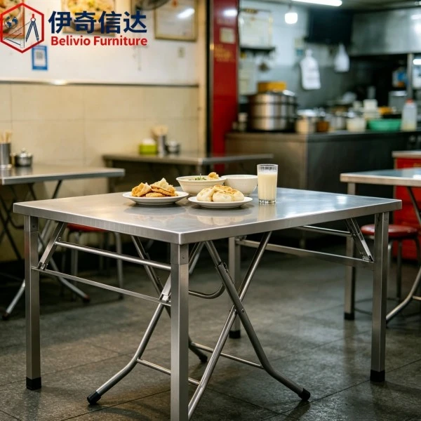 Stainless Restaurant Table - Commercial Kitchen Scene