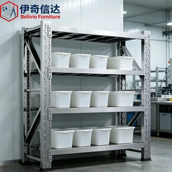 Stainless Steel Adjustable Shelving - Factory Organized Scene