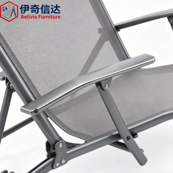 Stainless Steel Beach Chair - Armrest Detail Close-up