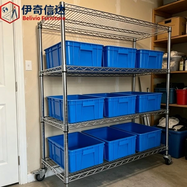 Stainless Steel Mobile Shelving - Home Garage Scene