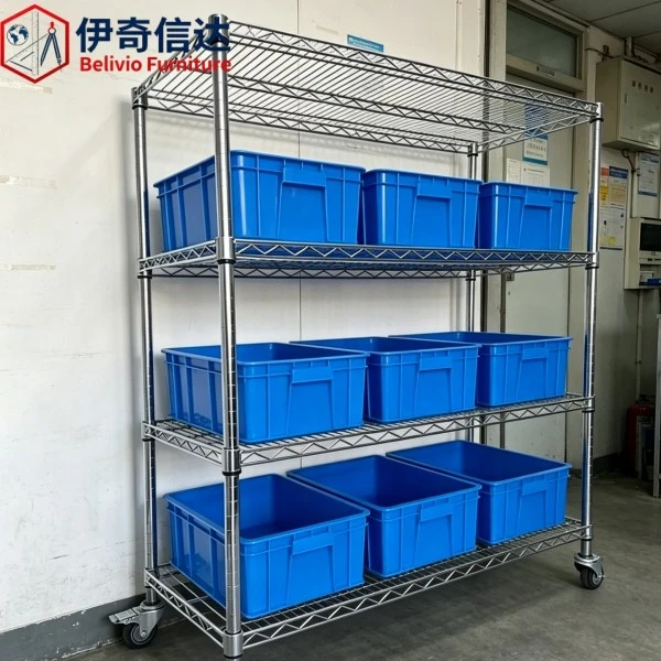 Stainless Steel Mobile Shelving - Workshop Storage Scene