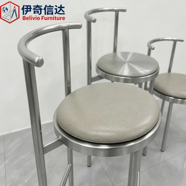 Stainless Steel Stool with Back - Cushion Detail Close-up