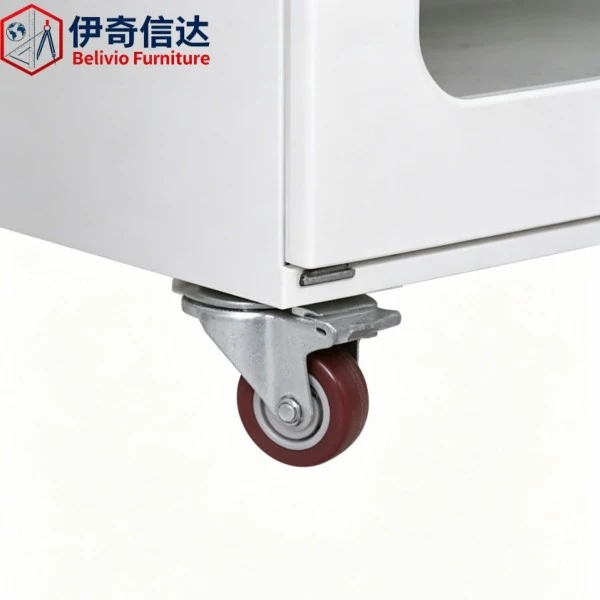 Stainless Steel Storage Cabinet with Wheels - Caster Detail