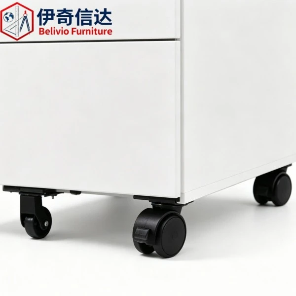 White Mobile Pedestal - Caster Detail