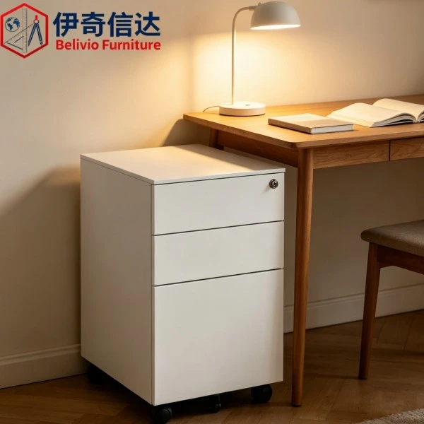 White Mobile Pedestal - Home Study Scene